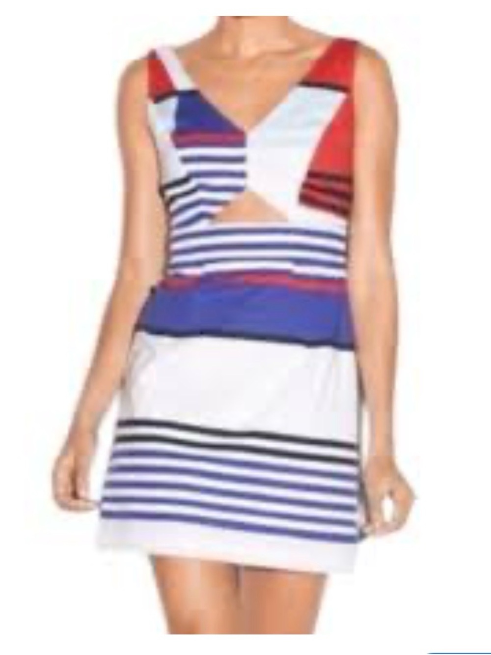 Milly Multicolor Stripe Cutout Mini Dress — Blue, Red, White